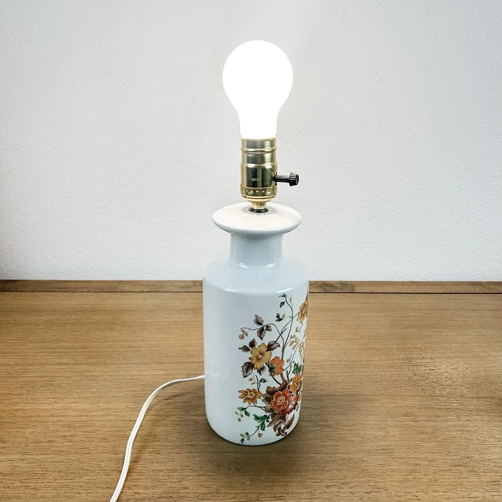 Vintage Tilden-Thurber Porcelain Floral Table Lamp Asian Style‎ Apothecary
